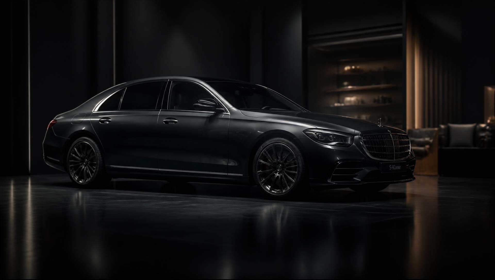 Premium bil i mørkt showroom